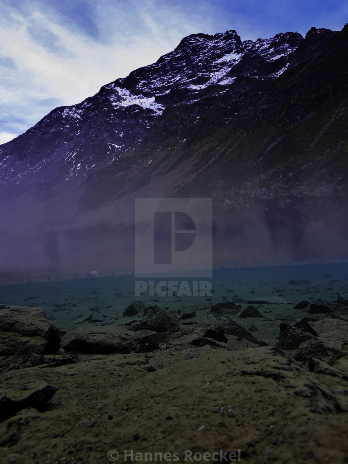 "Water and mountain Peak" by Hannes Roeckel - $15.38 "Water and mountain Peak" stock image