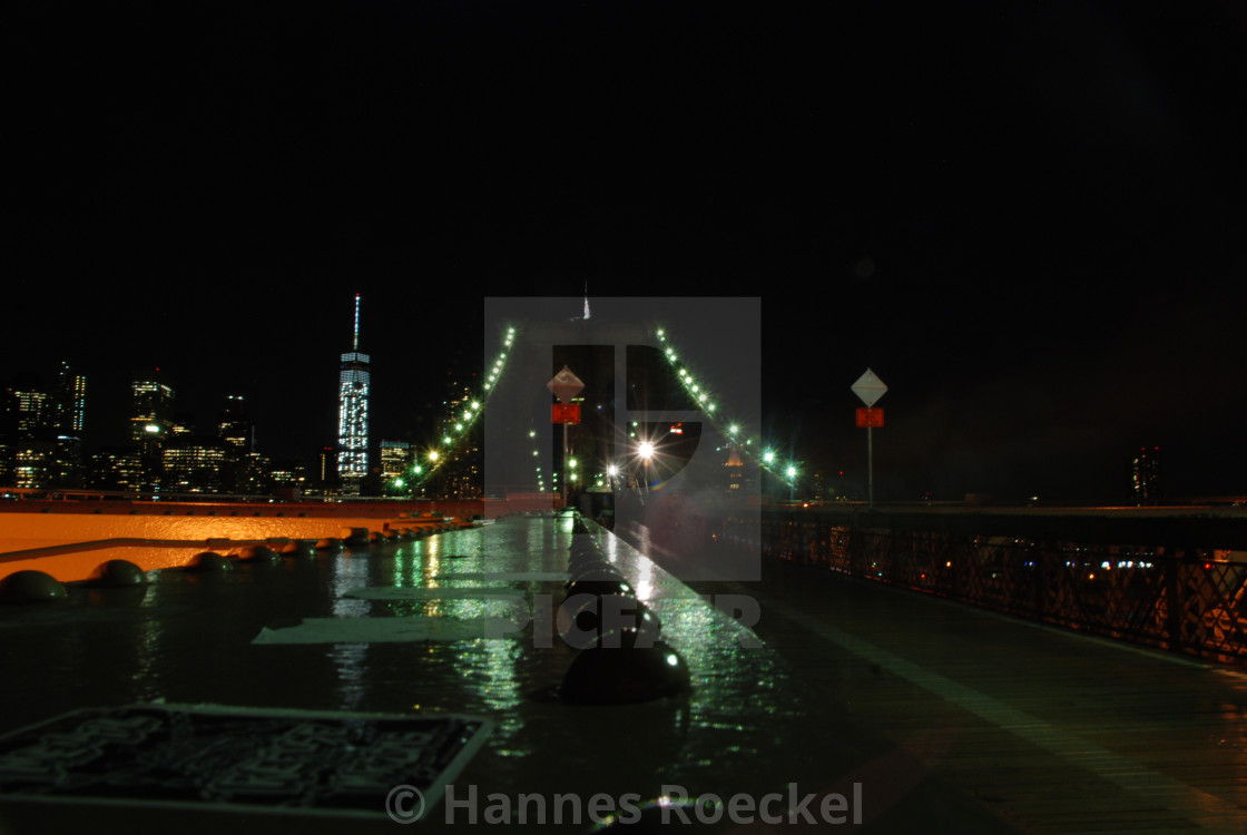 "New York Bridge at night" by Hannes Roeckel - $15.38 "New York Bridge at night" stock image