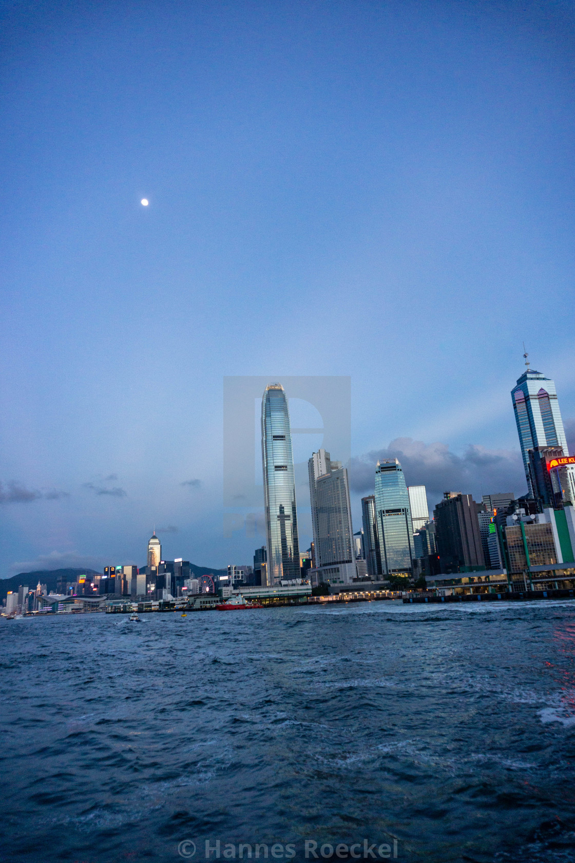 "Hong Kong skyline and moon" by Hannes Roeckel - $15.31 "Hong Kong skyline and moon" stock image