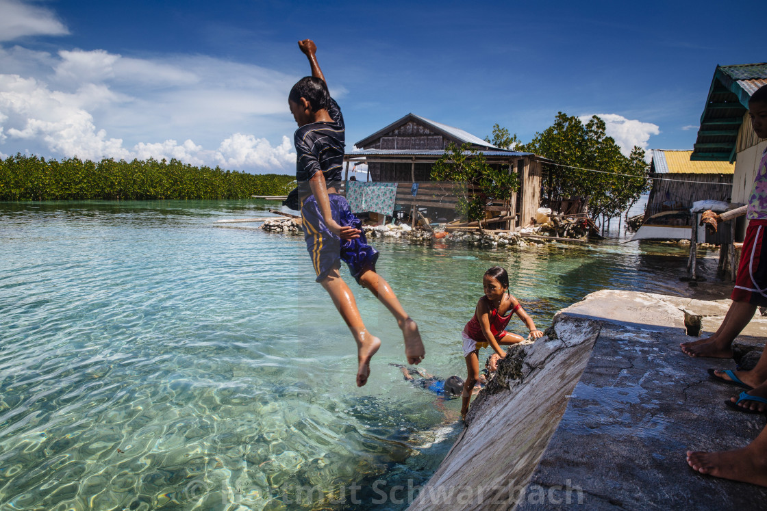 "Living with the flood at Ubay Island" stock image