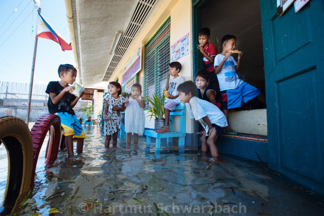 "Living with the flood at Ubay Island" stock image