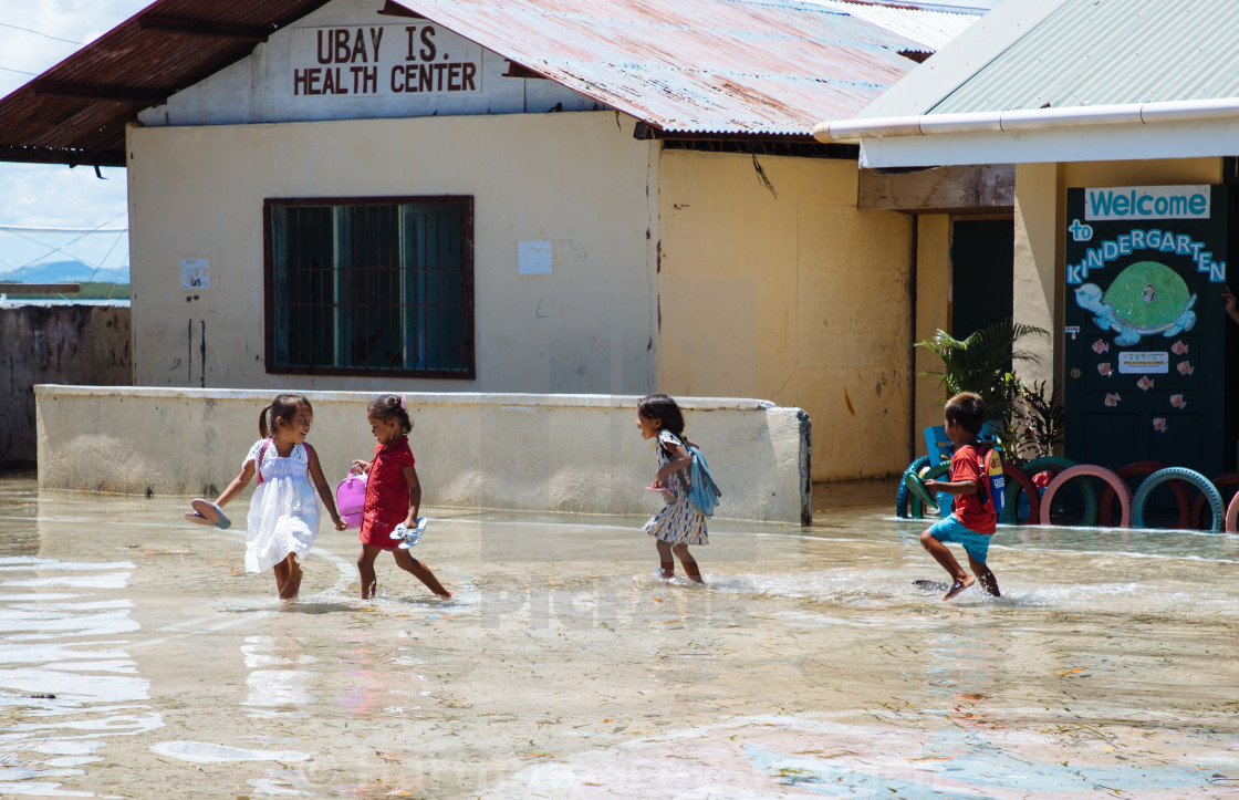 "Living with the flood at Ubay Island" stock image