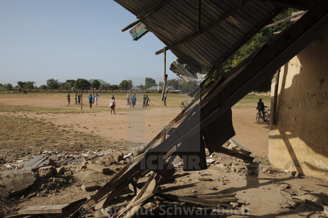 "Village School bombed and destroyed by Boko Haram" stock image