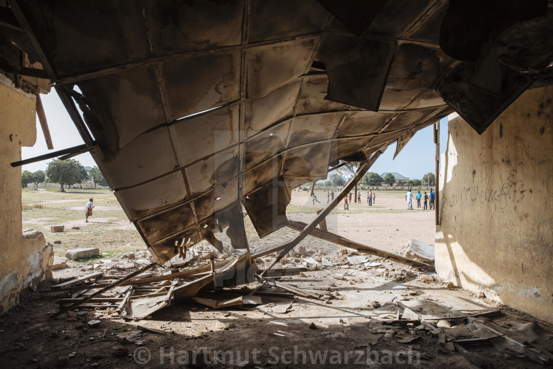 "Village School bombed and destroyed by Boko Haram" stock image