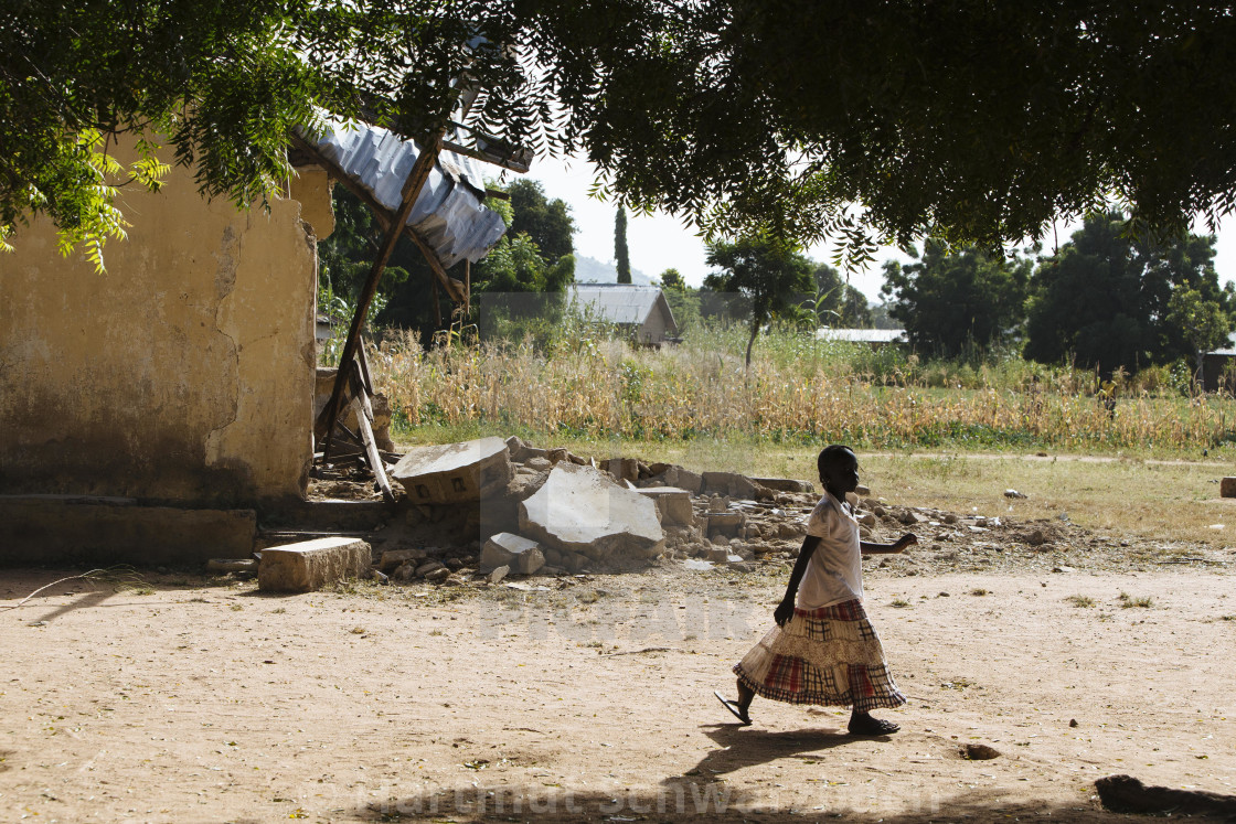 "Village School bombed and destroyed by Boko Haram" stock image