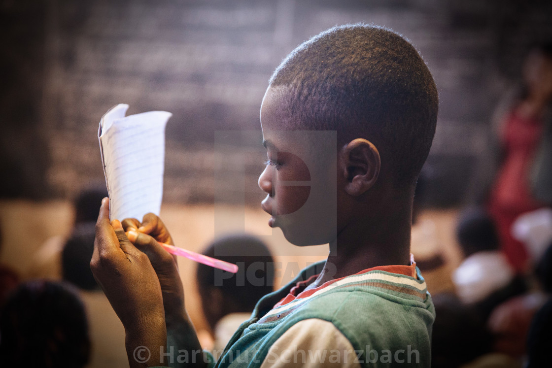 "crowded classroom with pupil in Katanga Congo" stock image