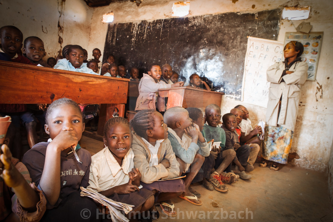 "crowded classroom with pupil in Katanga Congo" stock image