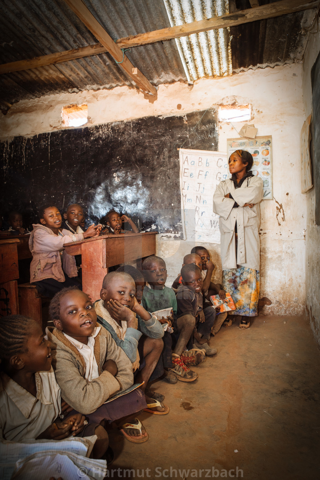 "crowded classroom with pupil in Katanga Congo" stock image