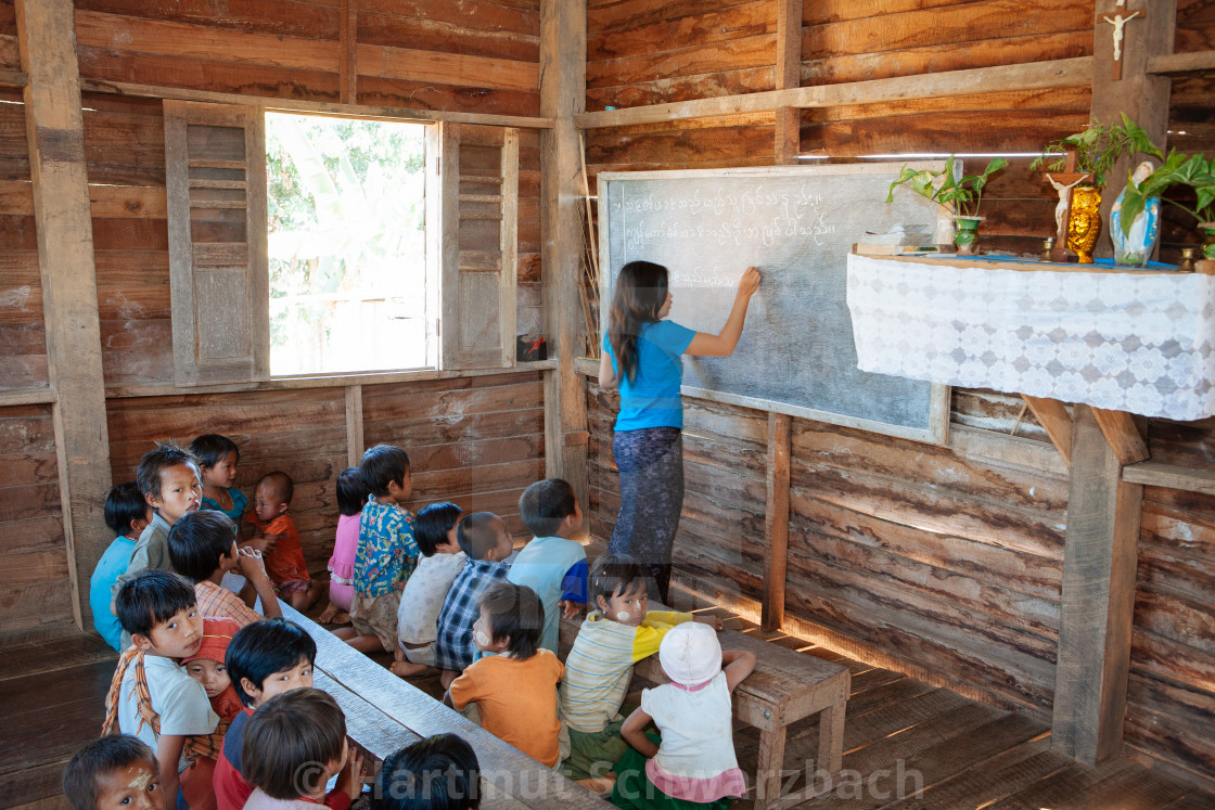 "Village School in Myanmar" stock image