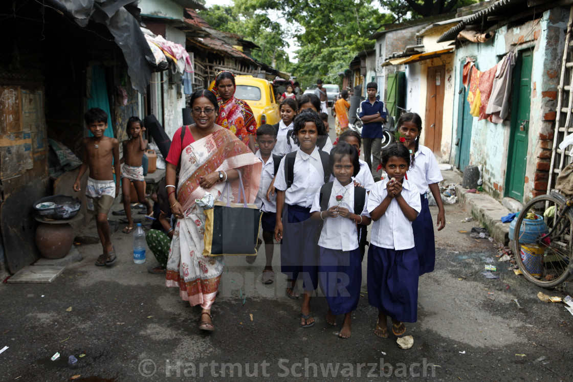 "Students from Tiljala Slum Kolkata India" stock image