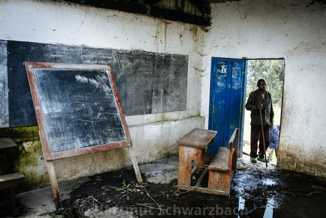 "Destroyed Village School during the Civil War in Cong" stock image