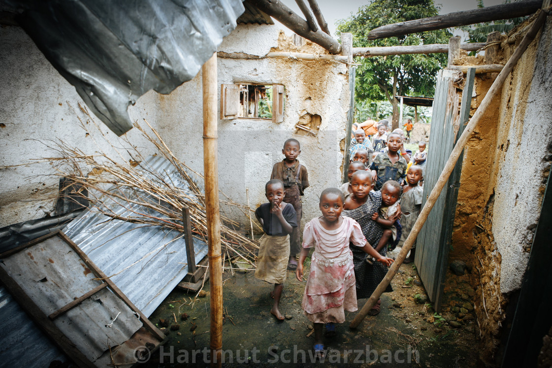 "Destroyed Village School during the Civil War in Cong" stock image