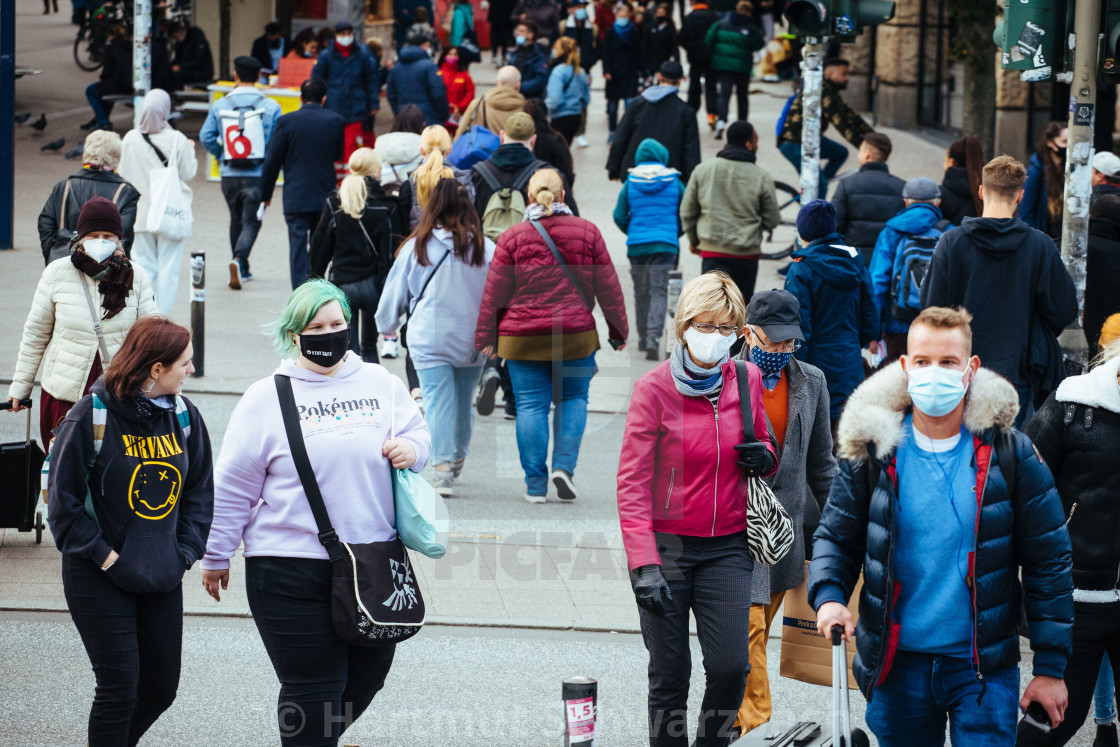 "Shoppers with maks during the Corona Pandemic" stock image