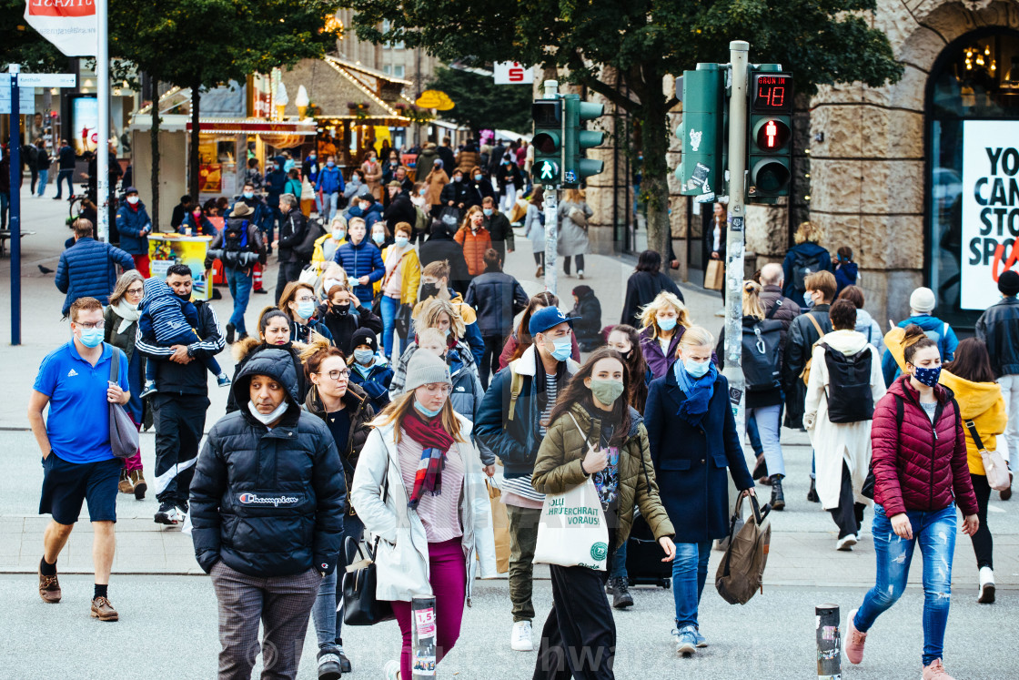 "Shoppers with maks during the Corona Pandemic" stock image