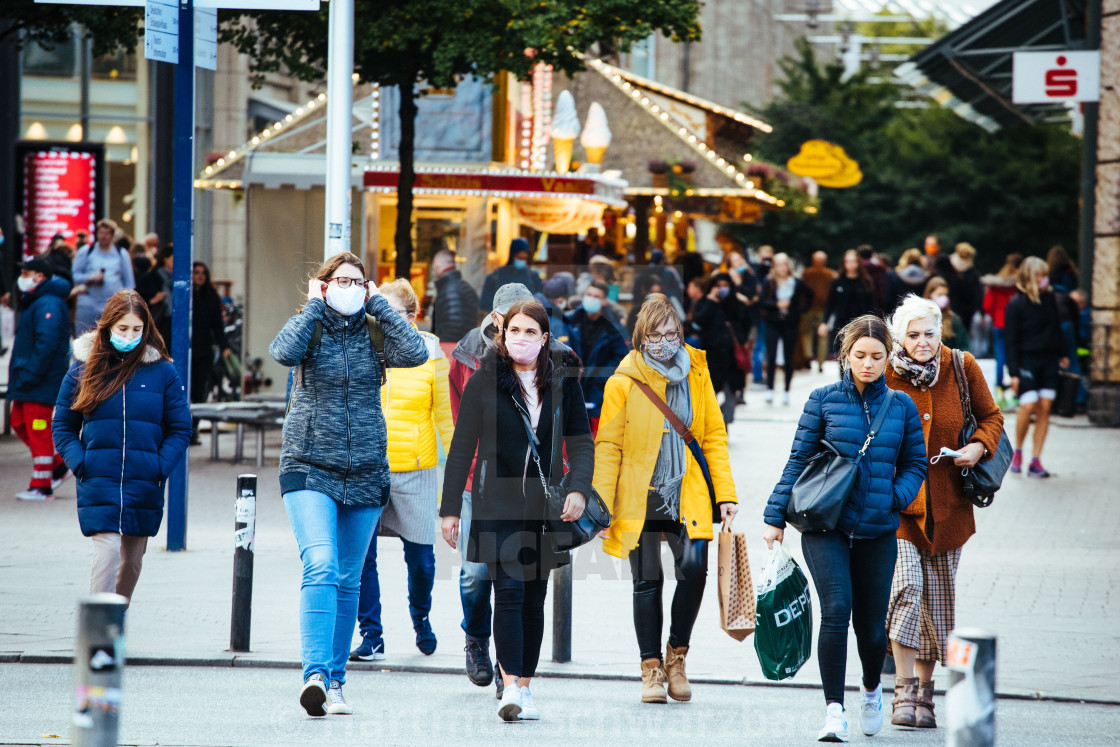 "Shoppers with maks during the Corona Pandemic" stock image