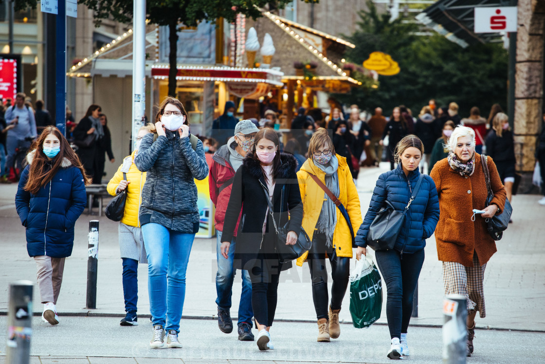 "Shoppers with maks during the Corona Pandemic" stock image