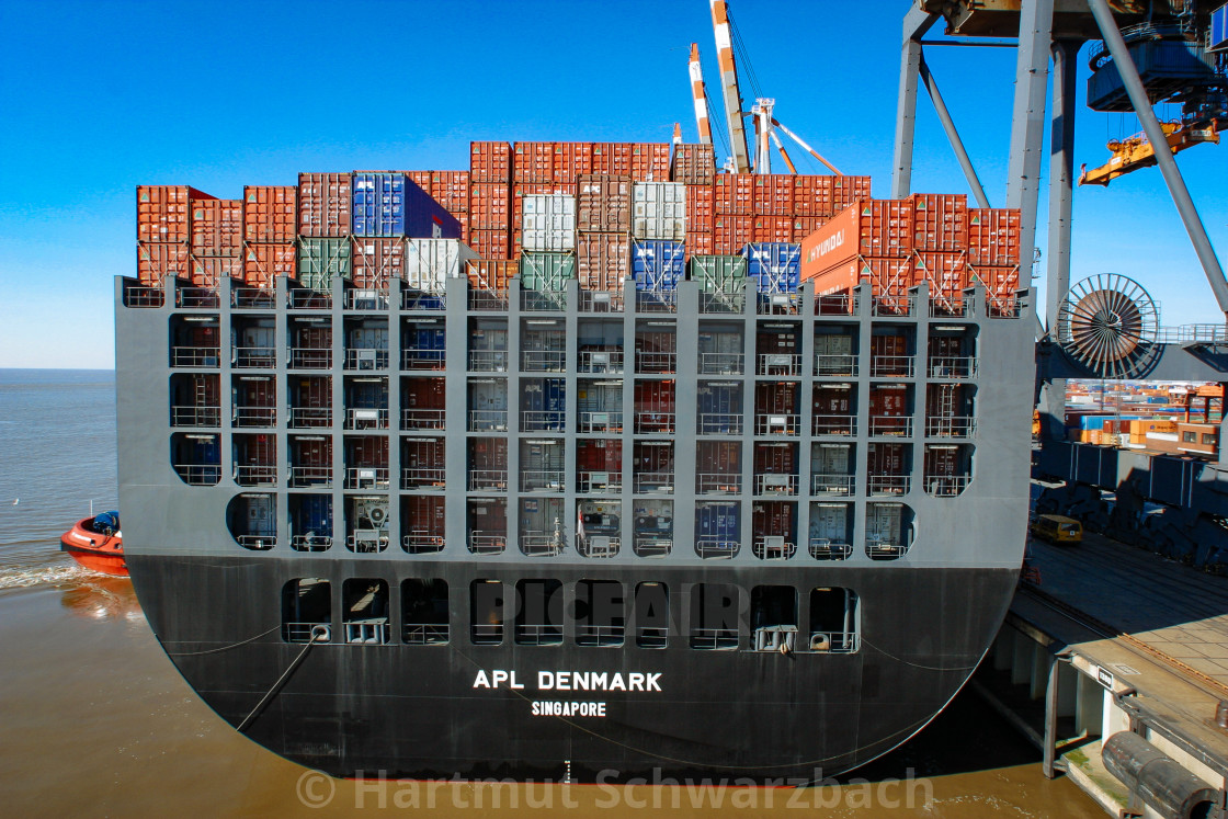 "Container Ship at Terminal in the Port of Bremerhaven" stock image