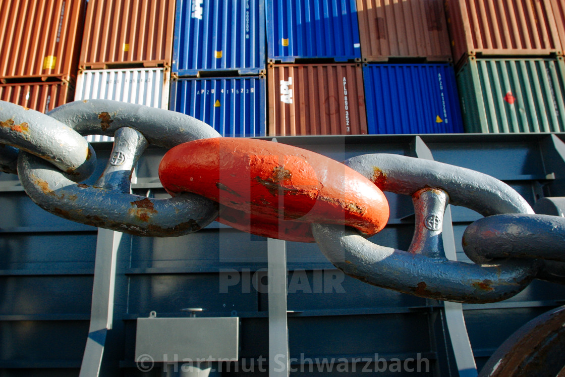 "Container Ship at Terminal in the Port of Bremerhaven" stock image