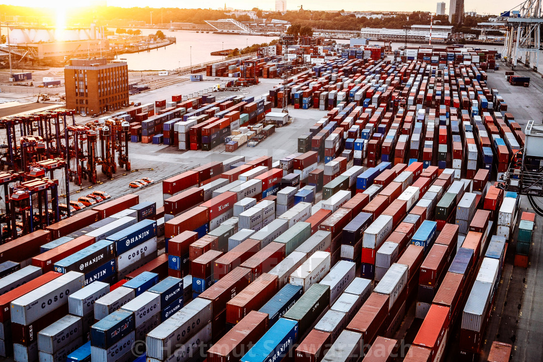 "Container Terminal in the Port of Hamburg" by Hartmut Schwarzbach - $56.47 "Container Terminal in the Port of Hamburg" stock image