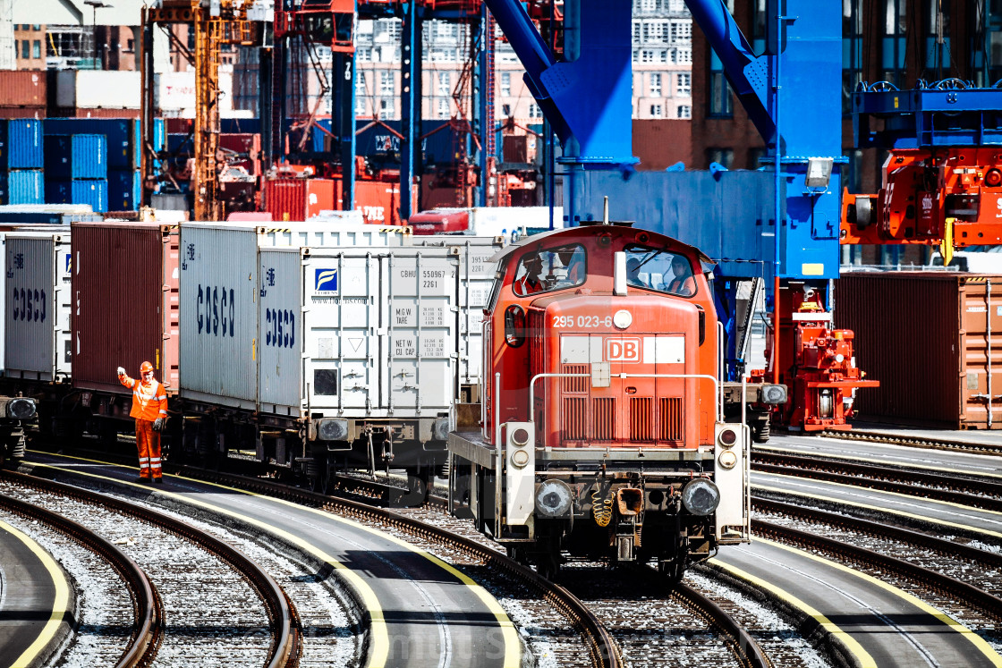 "Container Terminal in the Port of Hamburg" stock image