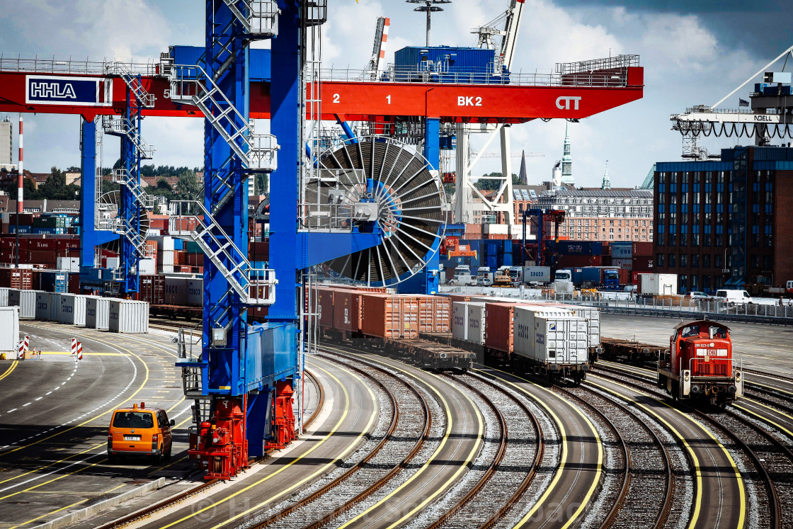 "Container Terminal in the Port of Hamburg" stock image