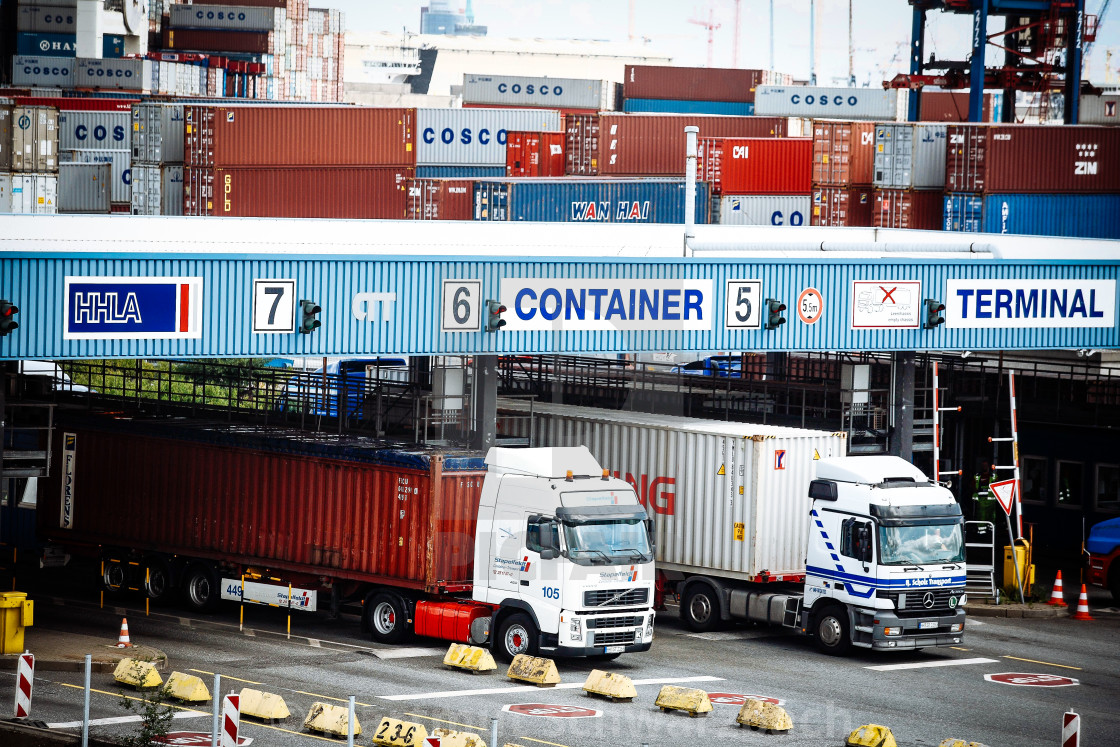 "Container Terminal in the Port of Hamburg" stock image