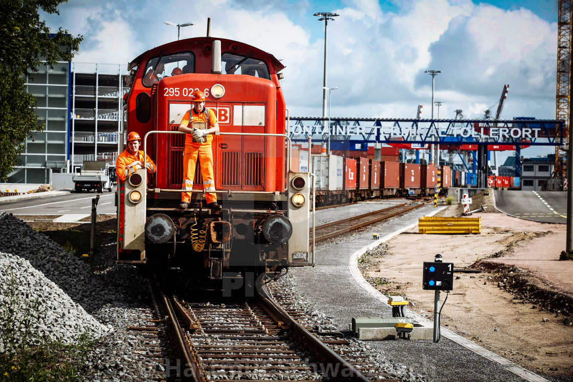 "Container Terminal in the Port of Hamburg" stock image