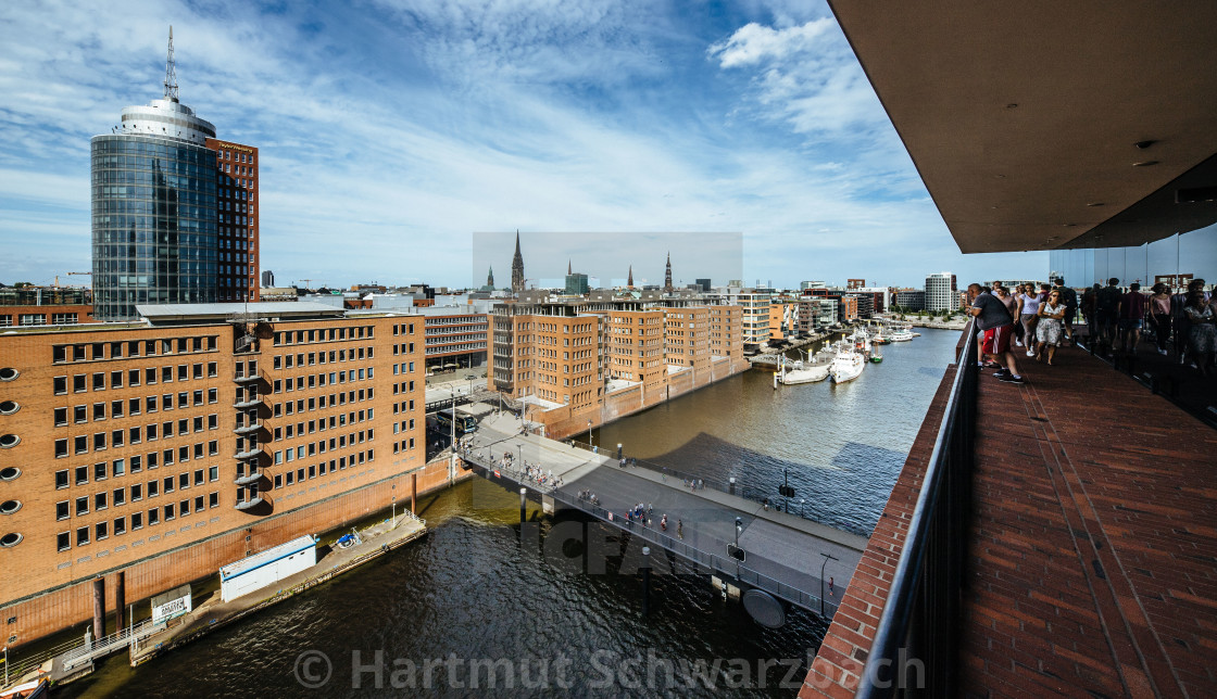 "Elbphilharmonie und Skyline von Hamburg an der Elbe" stock image