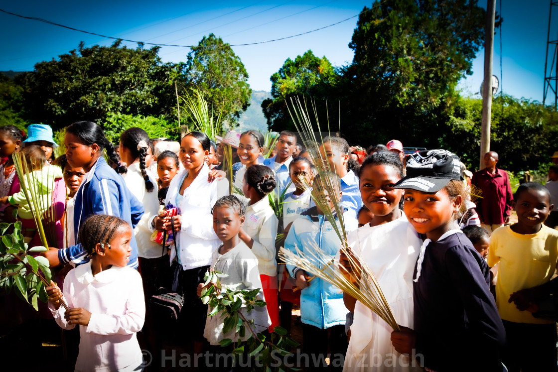 "Palm Sunday Procession at Catholic Church" stock image