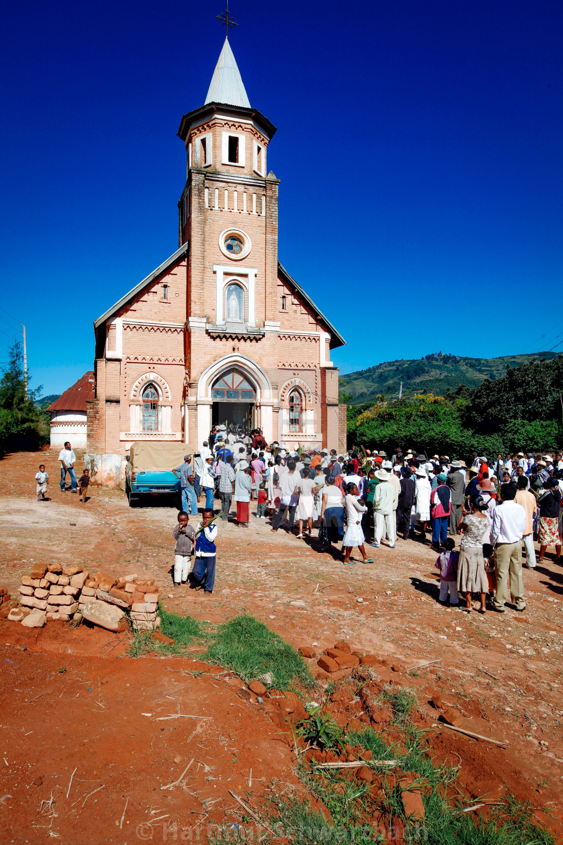 "Palm Sunday Procession at Catholic Church" stock image