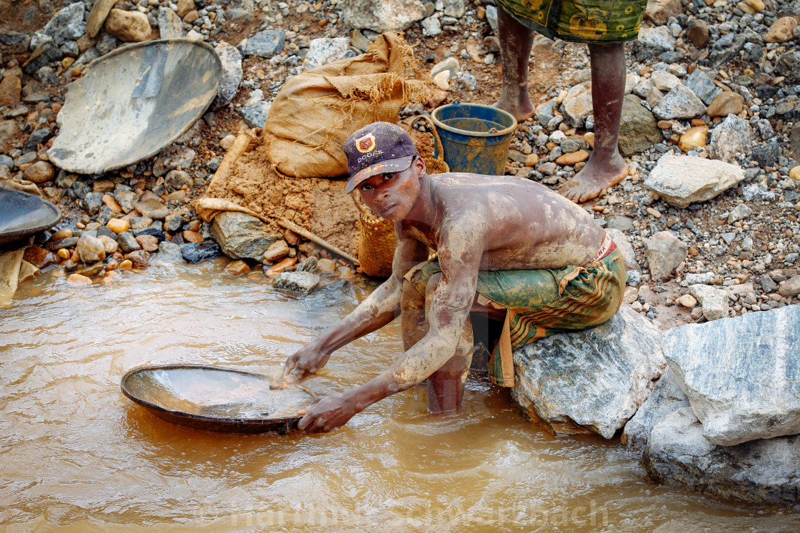 "gold prospectors and gold washers" stock image