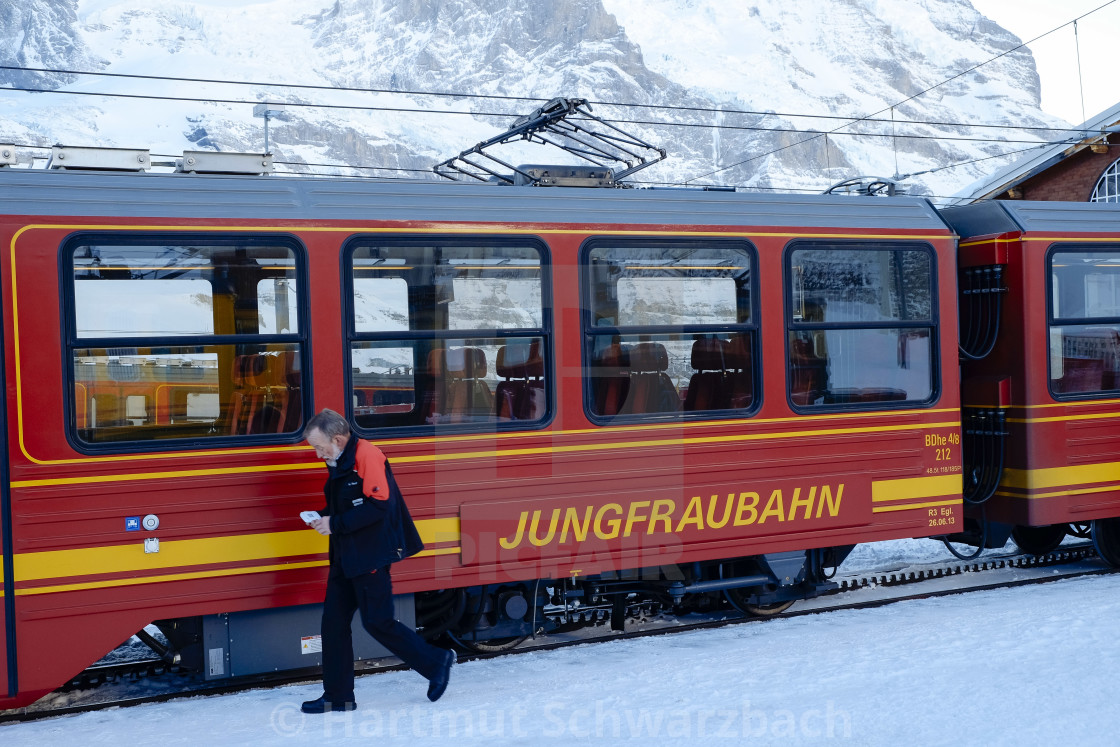 "Switzerland Jungfraubahn to Jungfraujoch in the winter" stock image