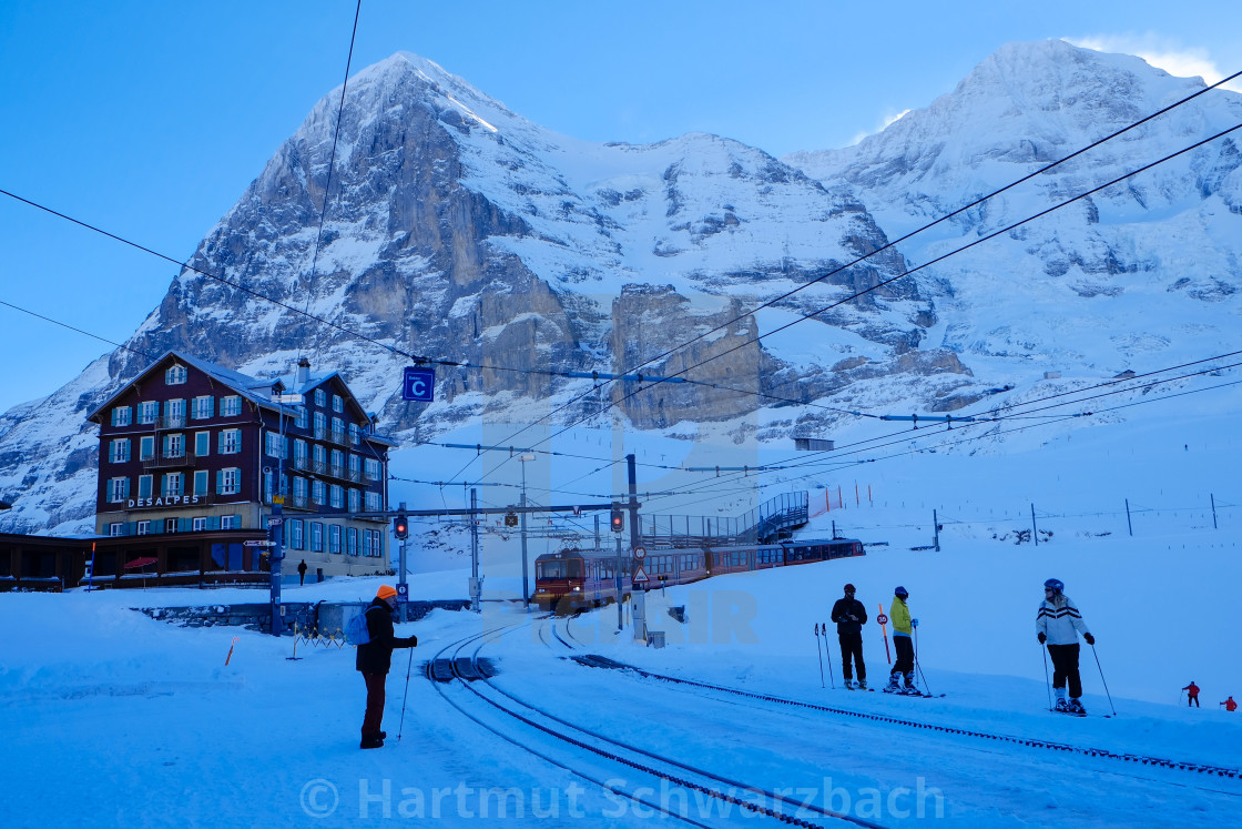 "Switzerland Jungfraubahn to Jungfraujoch in the winter" stock image