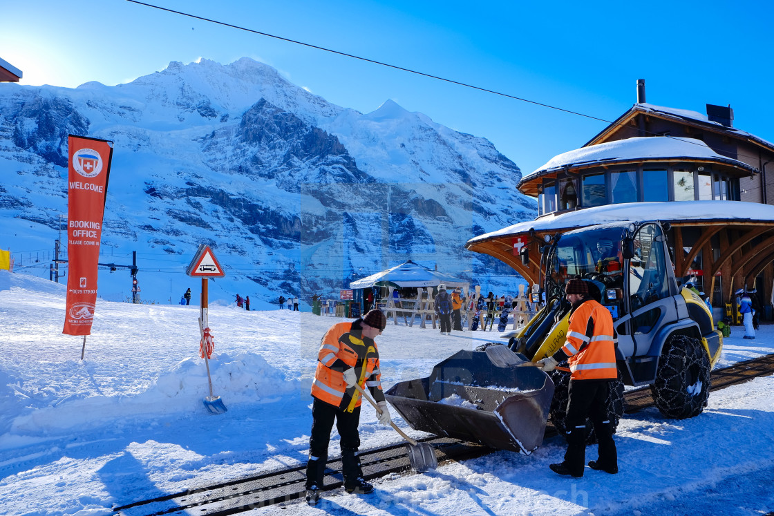 "Switzerland Jungfraubahn to Jungfraujoch in the winter" stock image