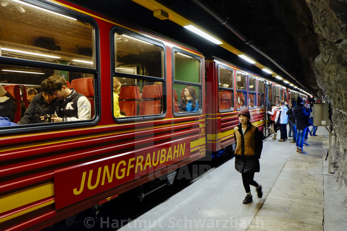 "Switzerland Jungfraubahn to Jungfraujoch in the winter" stock image