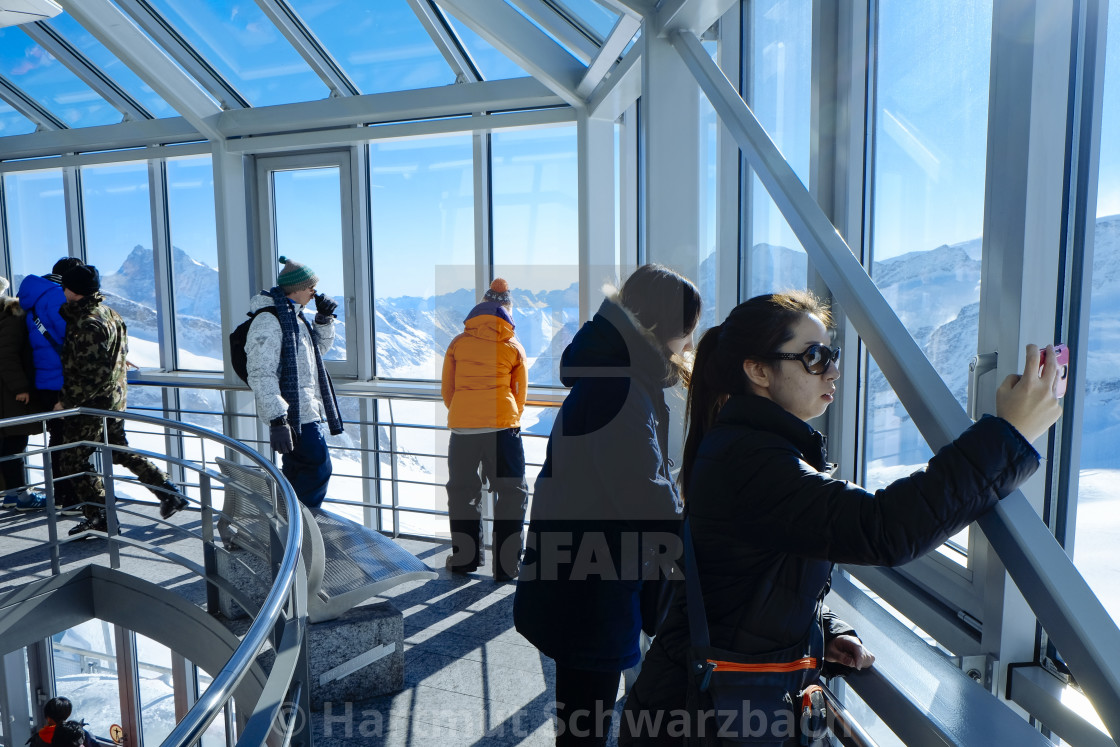 "Switzerland Jungfraubahn to Jungfraujoch in the winter" stock image