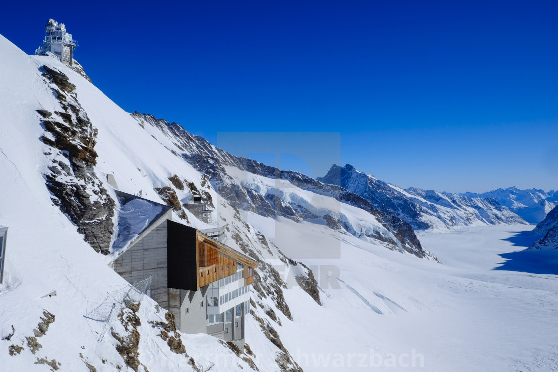 "Switzerland Jungfraubahn to Jungfraujoch in the winter" stock image