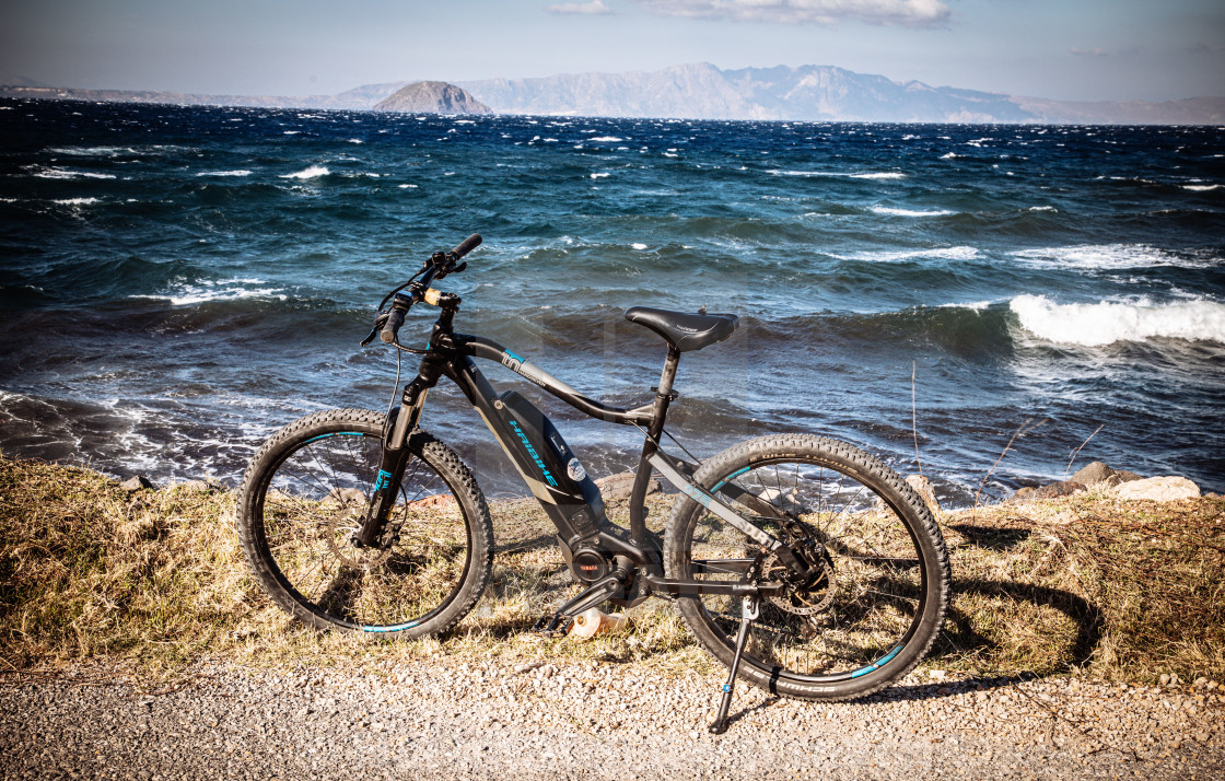 "Bicycle, e-Bike, Mountain Bike at Nisyros, Insel der Dodekanes" stock image