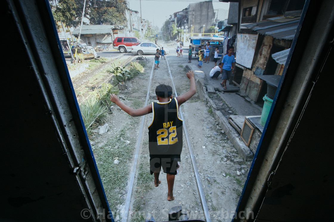 "Manila Killertrain-Dangerous Life in the Slums" stock image