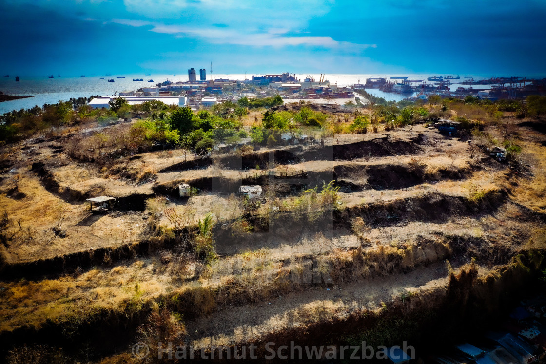 "Smokey Mountain Dumpsite, Drone Shot" stock image