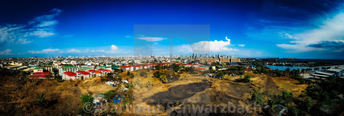 "Smokey Mountain Dumpsite, Drone Shot" stock image