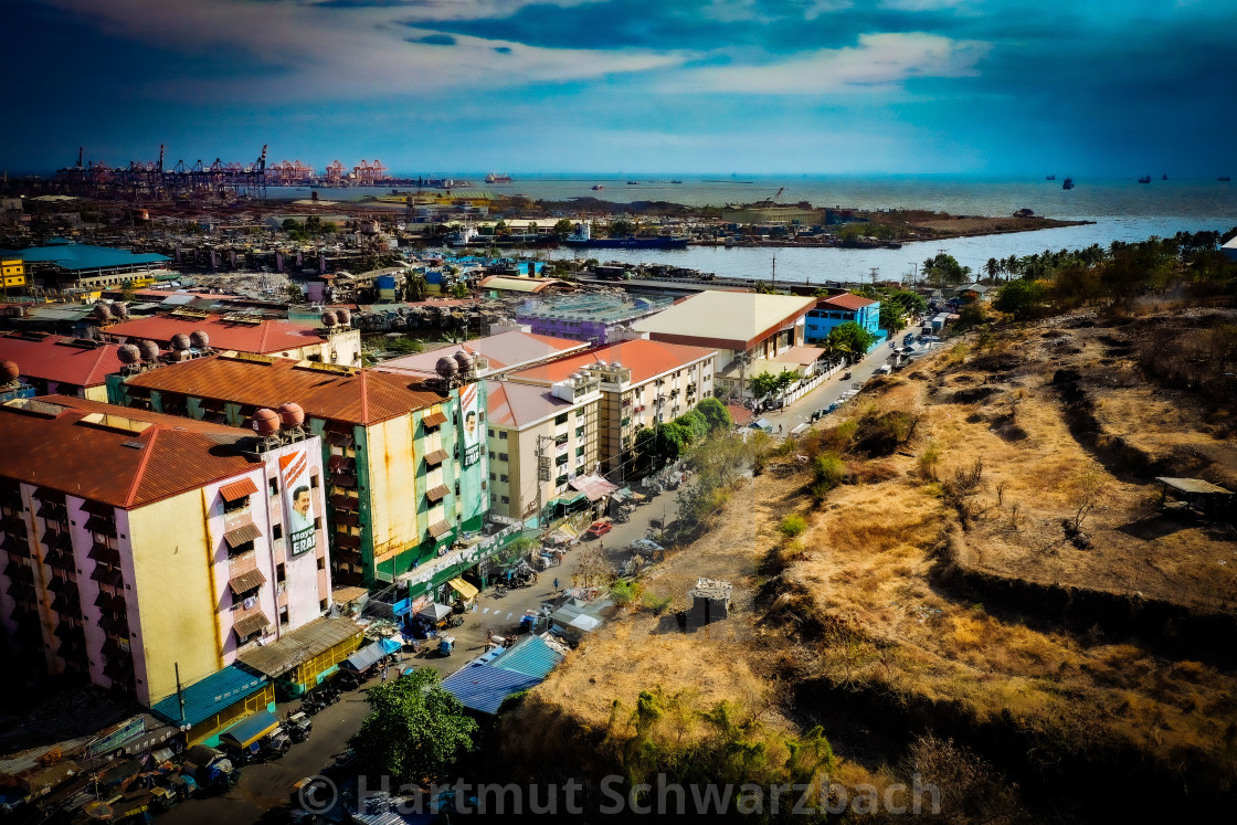 "Smokey Mountain Dumpsite, Drone Shot" stock image