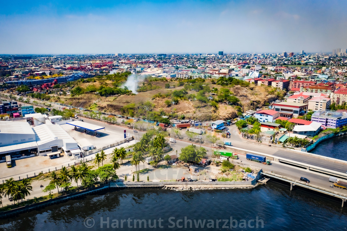 "Smokey Mountain Dumpsite, Drone Shot" stock image