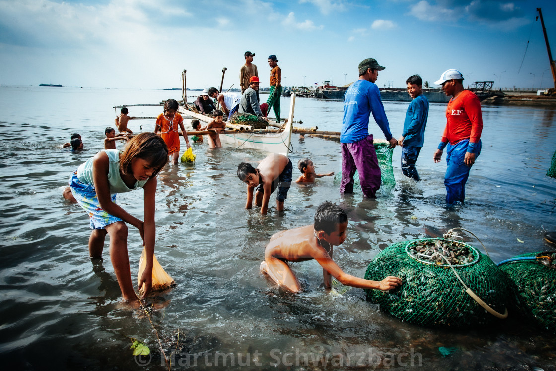 "Navotas Fishing Village at Manila Bay" stock image