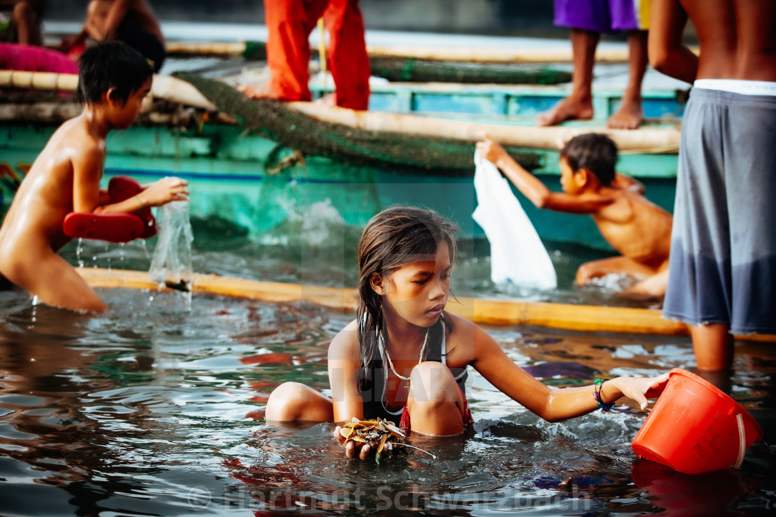 "Navotas Fishing Village at Manila Bay" stock image