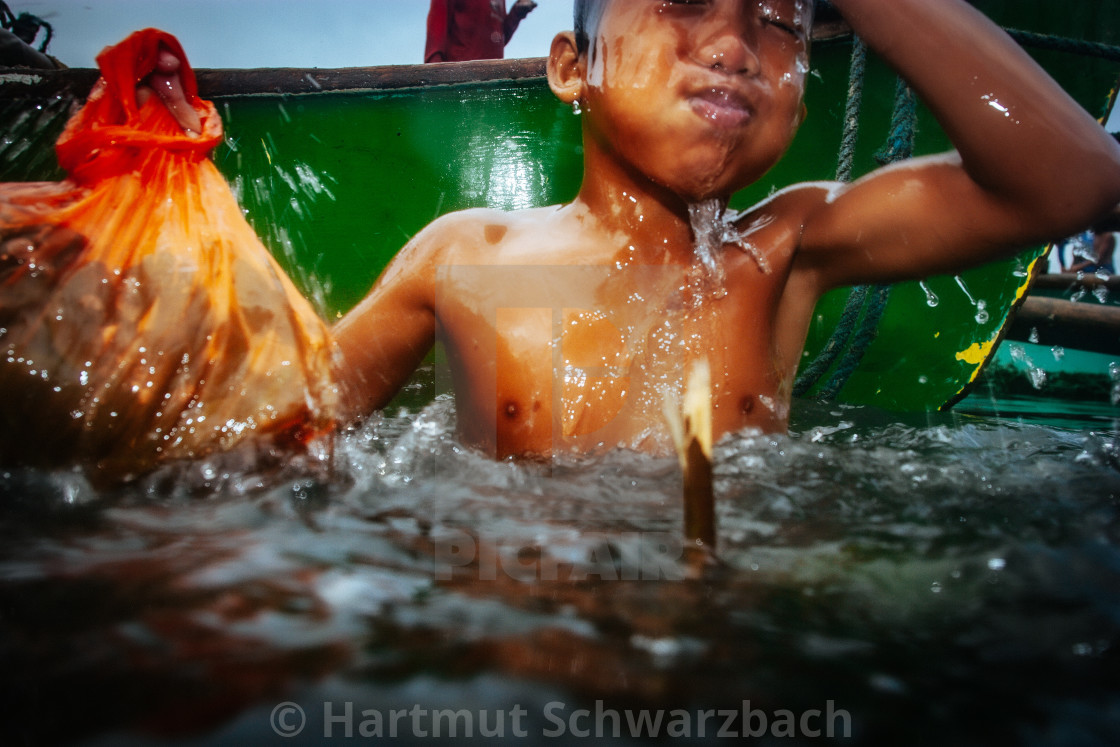 "Navotas Fishing Village at Manila Bay" stock image