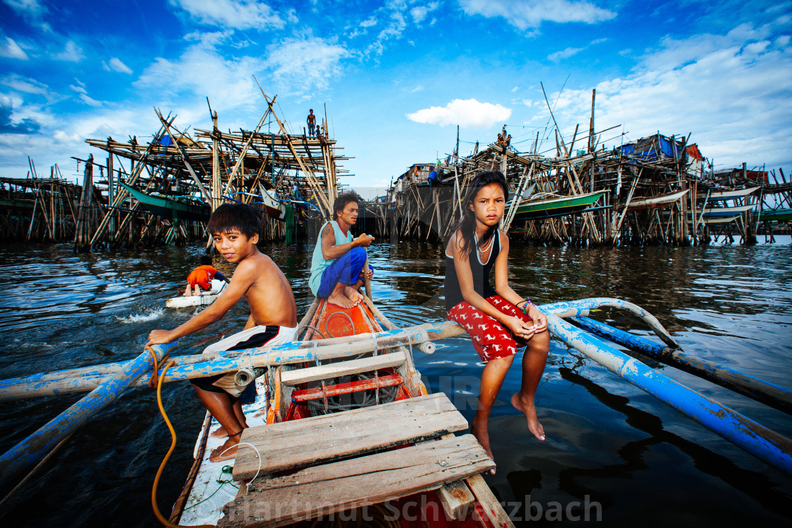 "Navotas Fishing Village at Manila Bay" stock image