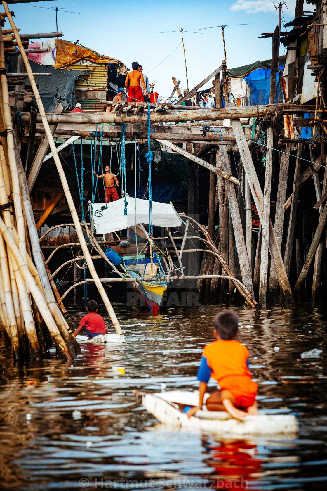 "Navotas Fishing Village at Manila Bay" stock image