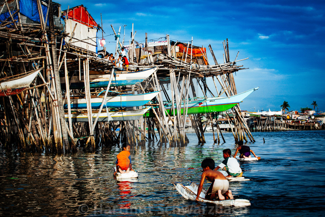 "Navotas Fishing Village at Manila Bay" stock image