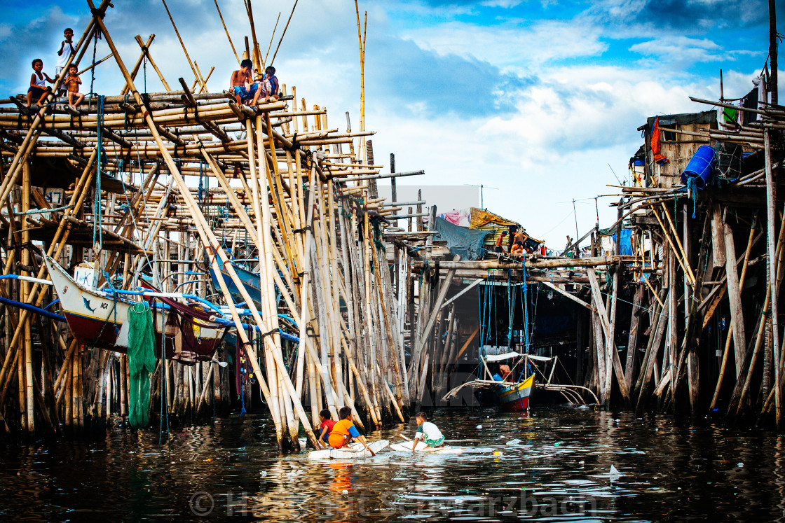 "Navotas Fishing Village at Manila Bay" stock image